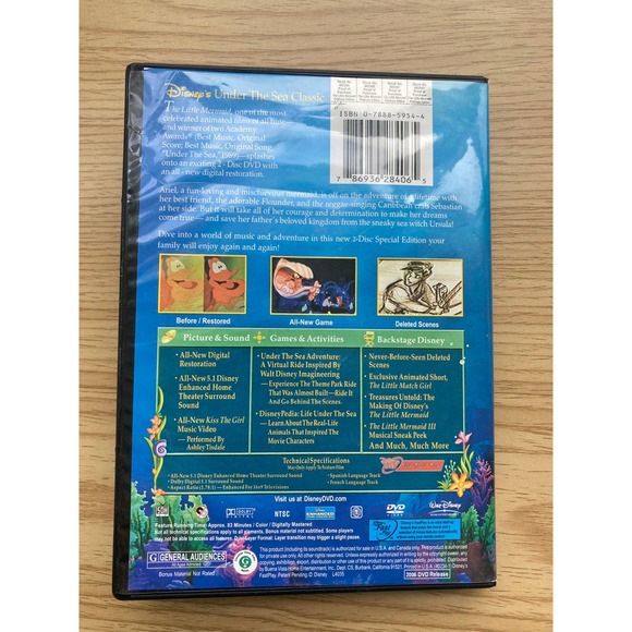 Disney Little Mermid Platinum Edition 2 Disc DVD - Picture 4 of 4